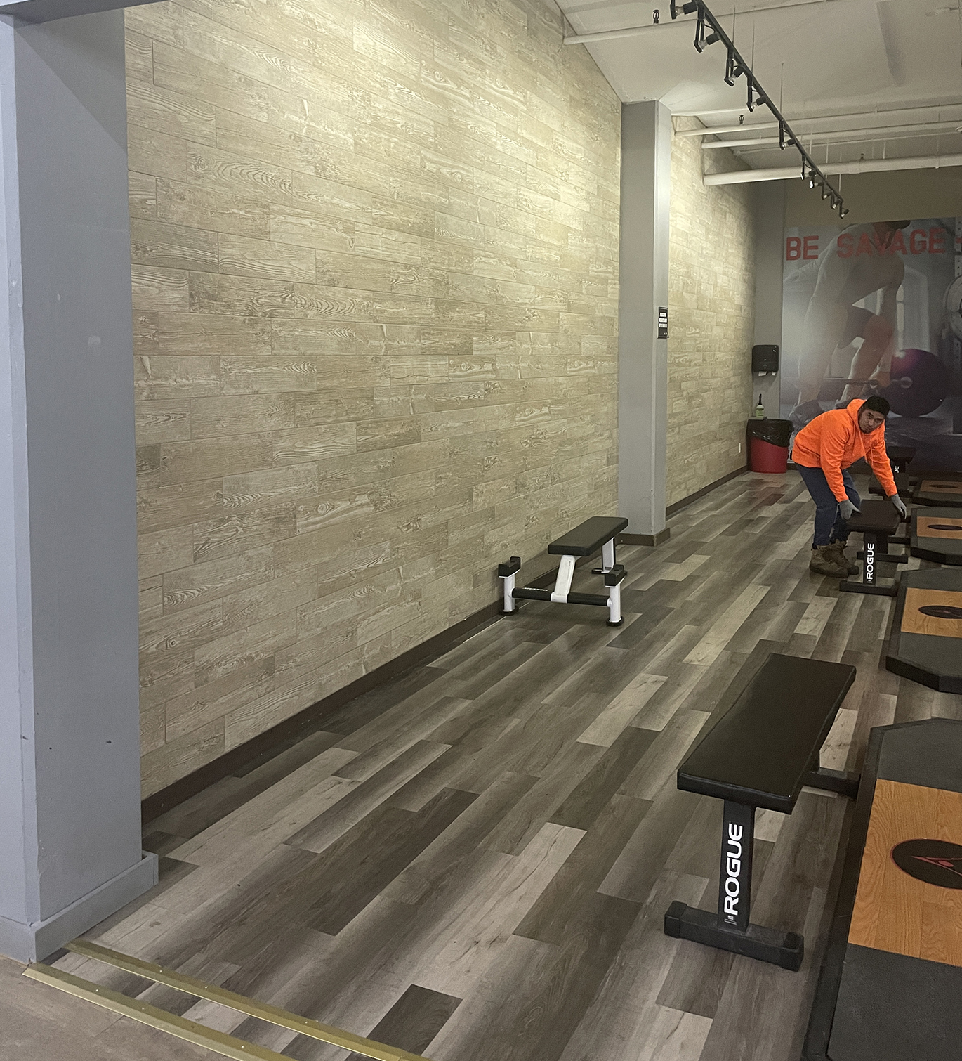 Fitness room flooring design & high-performance gym walls. Done by Azzar Group LTD for BodyVision Fitness in Richmond Hill, Toronto, Ontario, CANADA (2023)